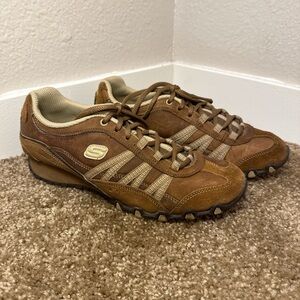 Sketchers 2010s Chocolate Brown Blokette Lace Up Trainers